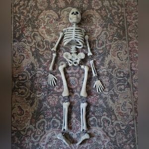 Vintage Blow Mold Foam Articulated Hanging Skeleton Halloween Spooky 38"